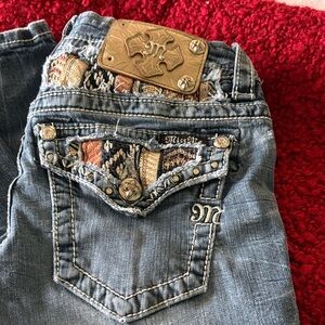 Miss Me Blue and Gold Boot Cut Jeans